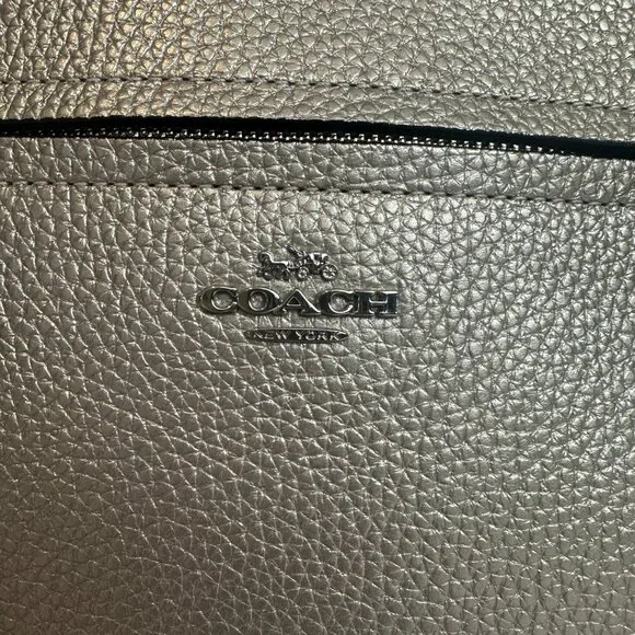 COACH Metallic Leather Prairie Satchel Platinum 87686 Convertible Crossbody $328 - Picture 2 of 12